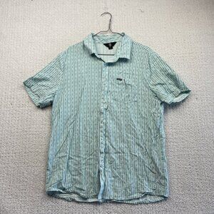 Volcom Short Sleeve Mint Blue Trippy Geometric Aztec AOP Button Up Men’s Size L